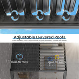 10' ×13' Outdoor Louvered Pergola, Aluminum Outdoor Louvered Pergola Patio with Adjustable Roof for Outdoor Deck (Black, 10x13) Sumshadow