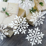 6pcs Large White Snowflakes Ornaments 12” Big Plastic Glitter Snowflake for Winter Indoor Outdoor Christmas Tree Window Room Decorations Giant Craft Snowflakes kockuu