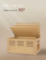 DINZI LVJ Litter Box Enclosure, Flip Top Litter Box Furniture, Hidden Cat Washroom, Wooden Cat House, End Table, 39.4" L x 19.7" W x 19.7" H, Good Ventilation, Easy to Assemble, Natural DINZI LVJ