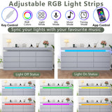 Gyfimoie 9 Drawer Dresser with Power Outlet, Dresser with LED Light, Modern Chest of Drawers for Closet, Double Wide Drawer Organizer Cabinet for Bedroom, Living Room (Grey, 9 Drawers) Gyfimoie