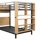 Bellemave Twin Over Twin Bunk Bed with Ladder and Guardrail, Metal Bunk Bed Twin Over Twin with Built-in Storage for Space-Saving, Sturdy Metal Bed Frame, No Box Spring Needed, Black Bellemave