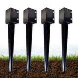 ARIFARO Fence Post Anchor 24 inch Ground Spike Heavy Duty Metal Black Powder Coated Fence Stakes Post, 4x4 inch(3.5 x3.5 inch Inner) Pack of 4 ARIFARO