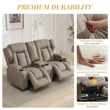 RV Loveseat Recliner with Console,Reclining Loveseat Sofa Wall Hugger Recliners for Small Spaces,Double Manual Recliner Couches with Cup Holders for Living Room Furniture (Fabric, Khaki) Generic