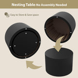 Furnivado Black Round Coffee Table Set of 2, Modern Wooden Nesting Coffee Tables for Living Room, No Assembly Required Circle Side Tables Set Accent End Table for Bedroom, Balcony Furnivado