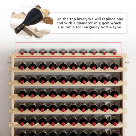 SDHYL 120 Bottles-12 Rows Stackable Modular Wine Holder Rack, Wine Storage Rack, Solid Wooden Wine Display Shelves (12 Rows x 10 Bottles/Row) SDHYL