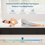 10 Inch Mattress Cal King, Memory Foam Mattress in a Box, Cooling Charcoal Medium Firm Mattresses for Back Pain Relief, CertiPUR-US, Fiberglass Free & Support Comfort pengucool