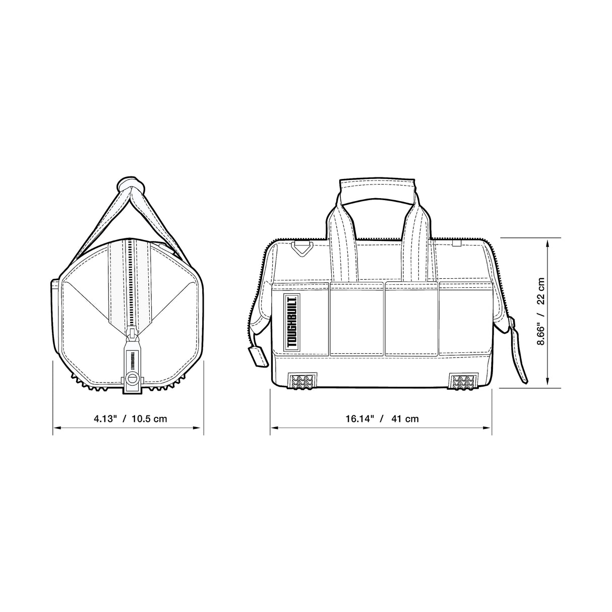 TOUGHBUILT TOU-60-12 TB-60-12 12" Massive Mouth Bag, Black/Yellow ToughBuilt