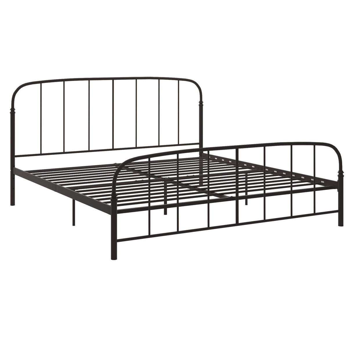 DHP Lafayette Metal Platform Bed with Rustic Style Curved Headboard and Footboard, Adustable Base Height for Underbed Storage, No Box Spring Needed, King, Bronze DHP