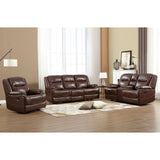 EBELLO Genuine Leather Manual Recliner Sofa Set, Recliner Chair, Loveseat Reclining Sofa and 3 Seat Recliner Sofa, Couch Furniture Set for Living Room, Meeting Room, Brown(Recliner+Loveseat+Sofa) EBELLO