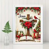 SHICERNHJ Cross Flower 5D Diamond Art Kits for Adults,Religious Christ Diamond Painting Kits for Beginner,DIY Gem Art Full Drill Diamond Painting Art Craft Kits for Home Wall Decor 12 x 16inch SHICERNHJ