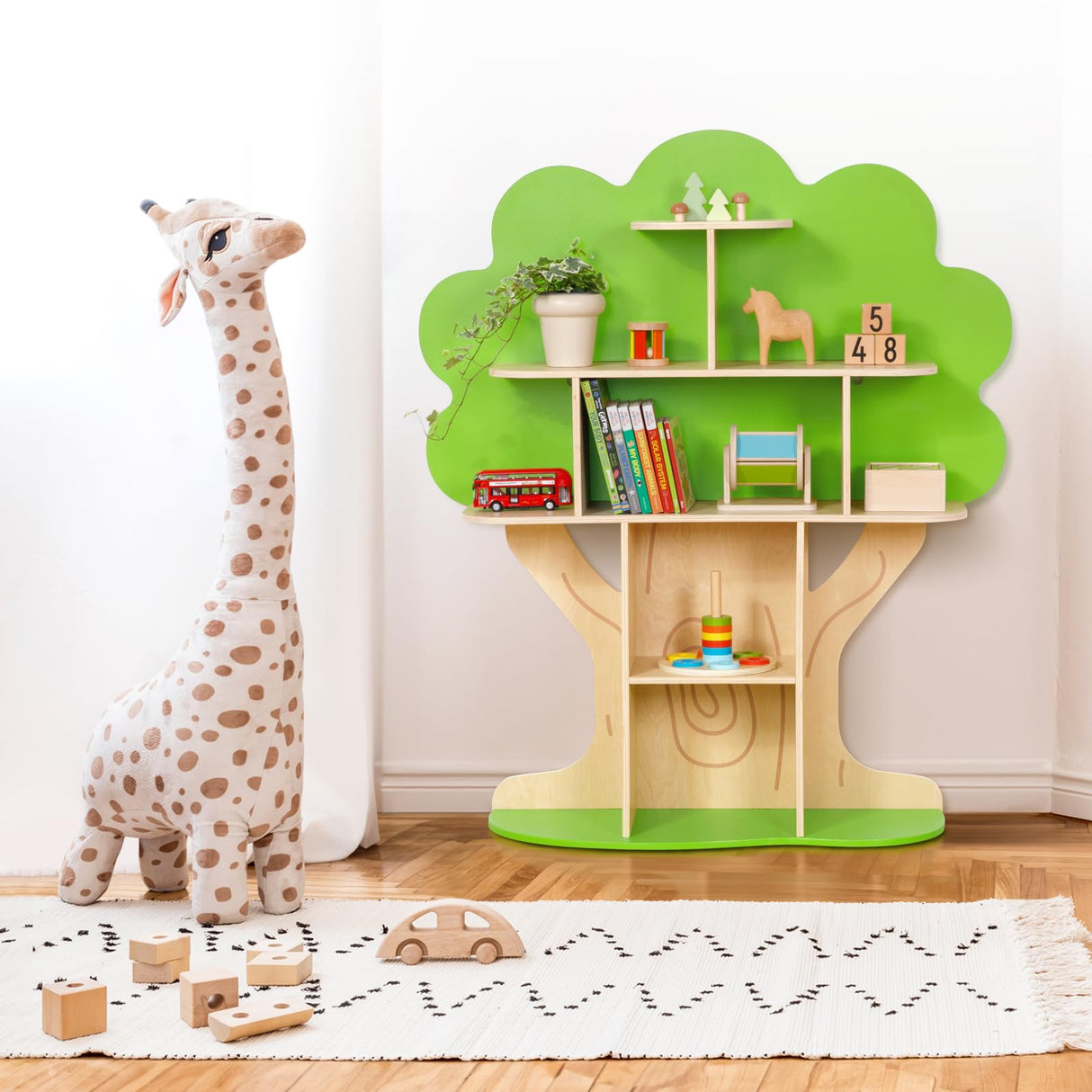 OOOK Kids Bookcase Tree Bookshelf for Kids Reading Nook, Montessori Book Shelf for Classroom, Kids Room, Playroom, Nursery OOOK