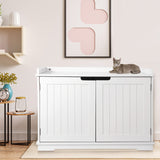 ZENY Cat Litter Box Enclosure, Cat Litter Box Furniture Hidden, Wooden Cat Litter Cabinet with Divider, Modern Cat Washroom Storage Bench，Fit Most of Litter Box, White ZENY