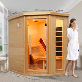 ZONEMEL Infrared Sauna Room with Recliner, One Person Infrared Sauna Home, 220V，2300W, 4 Heating Tubes, 4 Carbon Crystal Heating Panel, Bluetooth Speakers, 7 Color Light, Oxygen Bar ZONEMEL