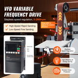 VEVOR Belt Grinder Sander, 72 x 2-Inch Variable Speed Belt Polisher with VFD, 1500W Knife Sharpener with 3 Grinding Moulds & 3PCS Sanding Belts for Metalworking, Compatible with 72"- 82 * 2" Belts VEVOR