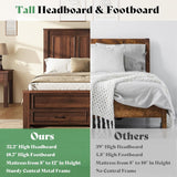 AMERLIFE Farmhouse Full Size Bed Frame with 52.2" Tall Headboard & Footboard, Wood Platform Bed Frame with 2 Large Storage Drawers, Noiseless, No Box Spring Needed, Rustic Brown AMERLIFE