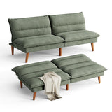 LINSY Futon Sofa Bed: Corduroy Futon Couch with Adjustable Backrest, Comfy Loveseat Convertible Folding Sleeper Sofa Couches for Small Spaces Living Rooms Apartment Office, Green LINSY