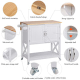 Spirich Kitchen Island on Wheels, Rolling Kitchen Cart with Storage Cabinet, Small Kitchen Island with Drop Leaf and Towel Rack for Dining Room, White Spirich