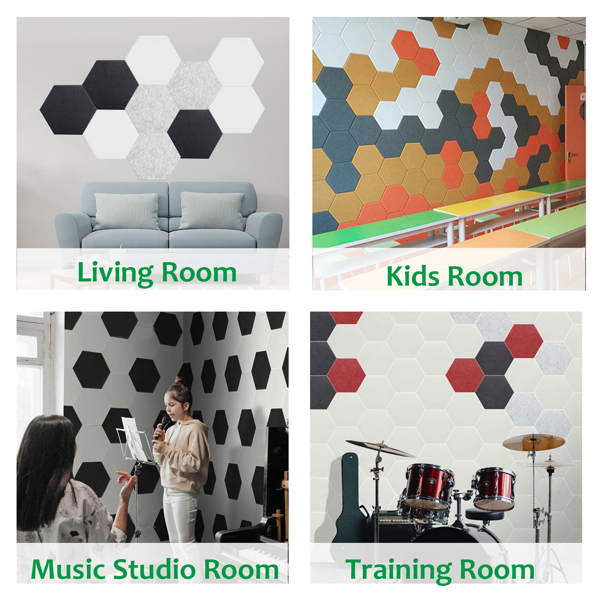 SK Studio 12 Pack Hexagon Acoustic Panels, 12" X 10" X 0.4" Self-adhesive Sound Proof Foam Panels Fireproof Soundproof Panels Absorbing Noise for Music Studio & Offices, Pink SK Studio