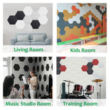SK Studio 12 Pack Hexagon Acoustic Panels, 12" X 10" X 0.4" Self-adhesive Sound Proof Foam Panels Fireproof Soundproof Panels Absorbing Noise for Music Studio & Offices, Pink SK Studio