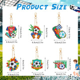 JSRQT 5D DIY Football Diamond Art Painting Keyrings Kit, Double-Sided Diamond Pasted Painting Keychians for Adult Kids, Rhinestone Mosaic Craft Painting Pendant for Handbag Backpack Party Decoration JSRQT