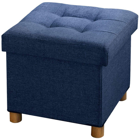 BRIAN & DANY Small Ottoman with Storage, Foot Stool Ottoman Storage Cube, Foot Rest for Couch with Legs, Navy Blue 15" x 15" x 15" BRIAN & DANY