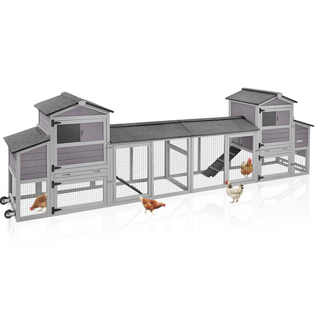 Aivituvin 160in Chicken Coop Extension Design Wooden Hen House Poultry Cage Movable with Nesting Box and Run (Two Sets) Aivituvin