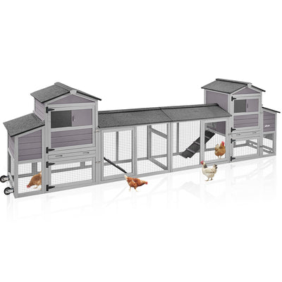 Aivituvin 160in Chicken Coop Extension Design Wooden Hen House Poultry Cage Movable with Nesting Box and Run (Two Sets)