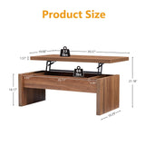 Small Lift Top Coffee Table, Wood Rectangle Coffee Table with Lifting Top and Hidden Storage Compartment, Mid Century Modern Center Tables for Small Space, Living Room, Office (Walnut) QHITTY