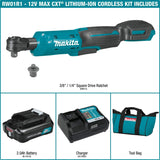 Makita RW01R1 12V max CXT® Lithium-Ion Cordless 3/8" / 1/4" Sq. Drive Ratchet Kit (2.0Ah) Makita