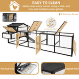 PetsCosset 116" L Large Chicken Coop and Run, Hen House with 4 Nesting Box Boxes, Rabbit Hutch Poultry Bunny Cage for 4-6 Chickens with 4 Perches, Removable Tray and Ramp and UV-Resistant Roof Panel PetsCosset