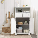 Tangkula Bathroom Floor Cabinet, Storage Cabinet w/Open Shelf, 2 Doors & 2 Adjustable Drawers, Standing Cupboard for Kitchen, Bathroom Cabinet for Living Room Home Office (White) Tangkula