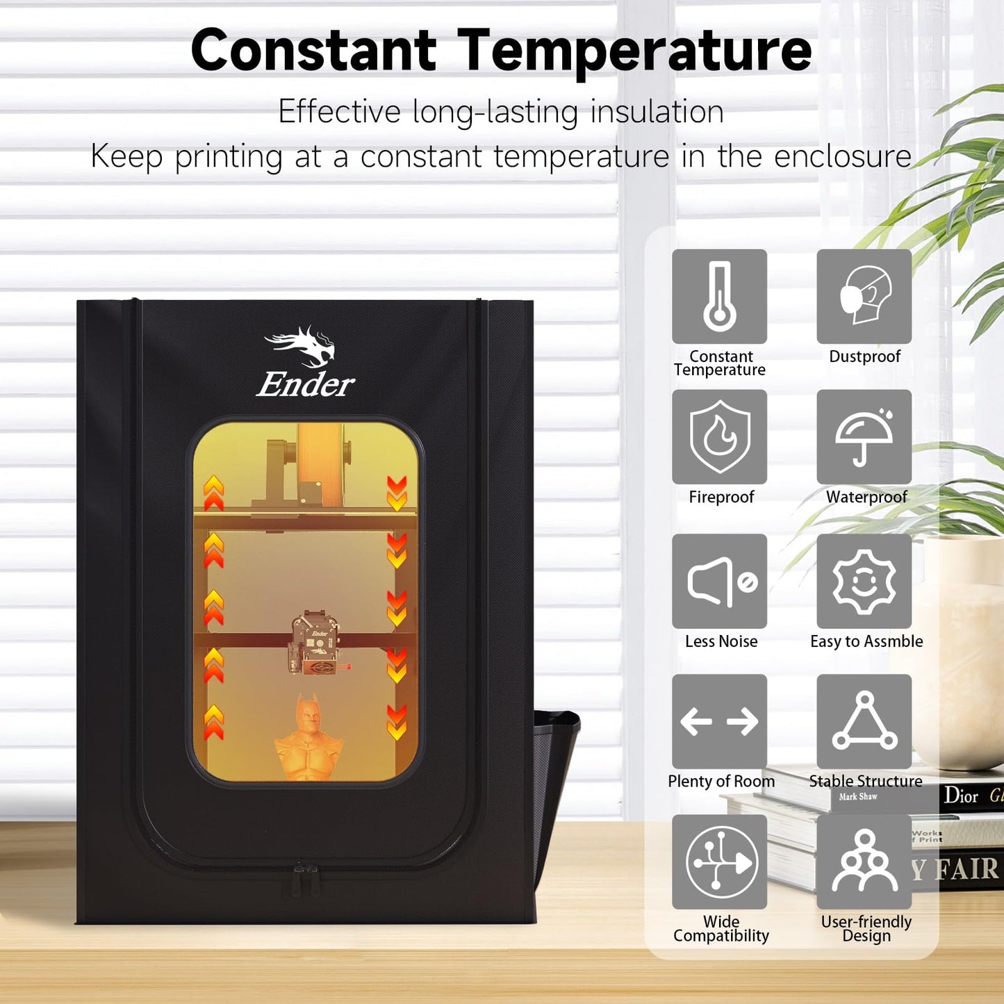 Creality Official 3D Printer Enclosure, Constant Temperature Protective Cover Fireproof Dustproof 480 * 600 * 720mm for Ender 3 V3 SE/Ender 3/Ender 3 V2/Ender 3 V2 Neo/Ender 3Pro/Ender 3Neo/E - WoodArtSupply