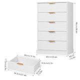 FACBOTALL 5 Drawer Dresser, White Dresser for Bedroom with Wavy Patterns, Wood Dressers with Embedded Handles, Modern Style Chest of Drawers for Living Room Hallway Entryway FACBOTALL