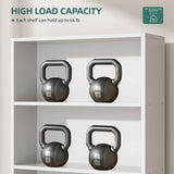 Shintenchi Bookshelf, Industrial Bookshelves and Bookcases with Doors Floor Standing 6 Shelf Display Storage Shelves 70.6 inches Tall Bookcase for Home Office, Living Room (White) Shintenchi