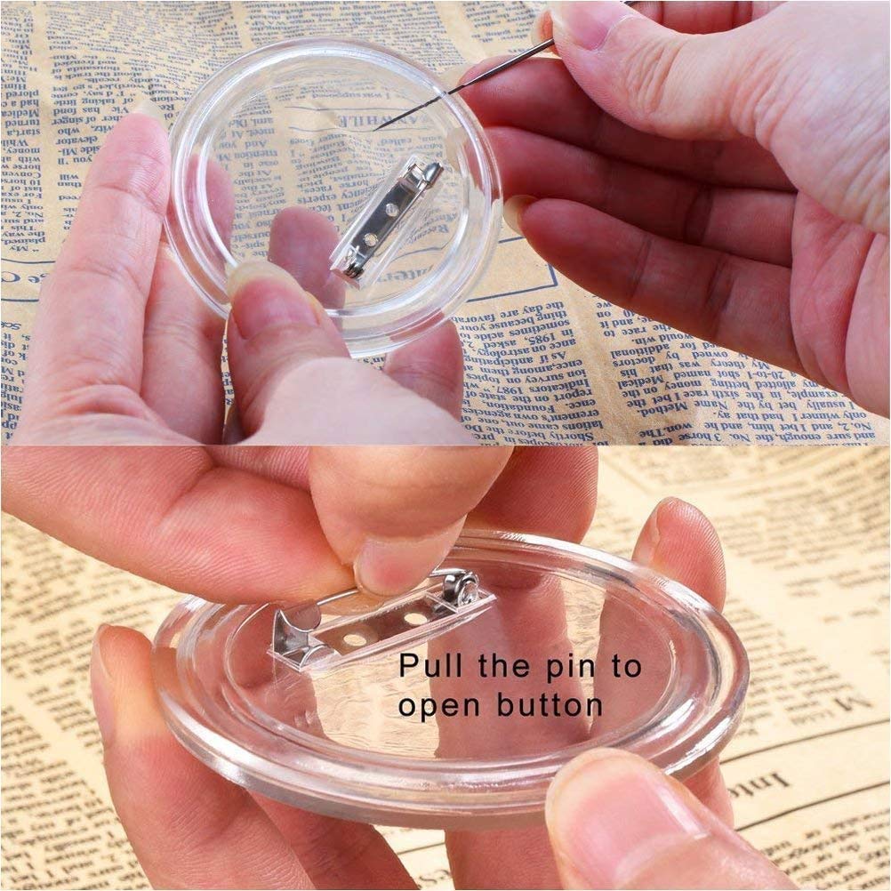 BUYGOO 50Pcs 2.4 inch Make Your Own Buttons Clear Button Pin Picture Button Pin Button Badge Clear Picture Buttons for DIY Crafts and Children's Paper Craft Activities and More BUYGO