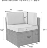 Crosley Furniture Palm Harbor Corner Outdoor Sectional Chair, Wicker Patio Chairs for Porch, Deck, Backyard, Brown with Sand Cushions Crosley Furniture