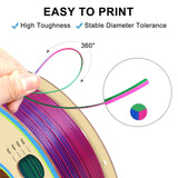 YOUSU 3D Printer Filament Triple Color Silk PLA Filament 1.75mm,3D Printing Filament Coextrusion Rainbow Filament with Silk PLA,1kg/2.2lbs,Silk Rose red/Blue/Green. Yousu