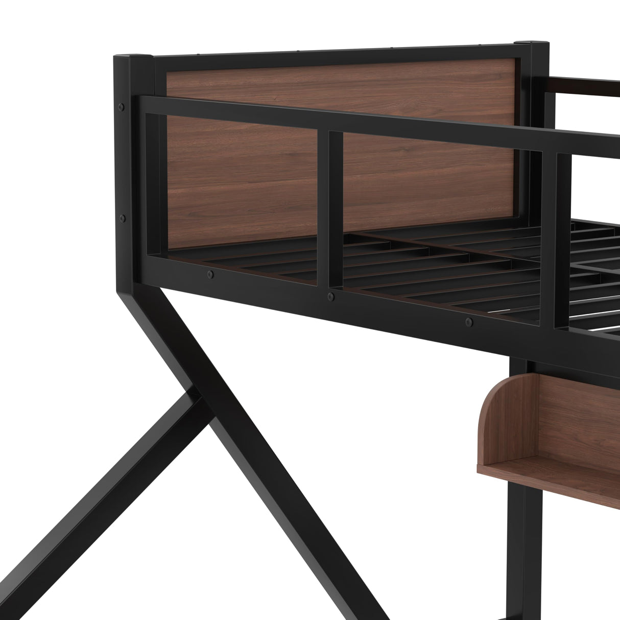 Twin XL Over Queen Bunk Bed with Storage Shelf and RGB LED Lights, Adults Bunk Bed with Angle Padded Ladder, Heavy Duty Bunk Beds with Noise-Reducing Rubber Stoppers, Black Bellemave