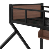 Twin XL Over Queen Bunk Bed with Storage Shelf and RGB LED Lights, Adults Bunk Bed with Angle Padded Ladder, Heavy Duty Bunk Beds with Noise-Reducing Rubber Stoppers, Black Bellemave