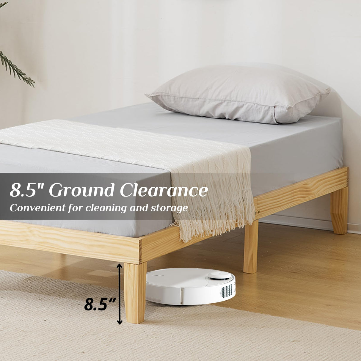 Karl home 12 Inches Wood Platform Bed Frame, Twin Bed Frame, Solid Wood Foundation with Wood Slat Support,Easy Assembly No Box Spring Needed (Natural) Karl home