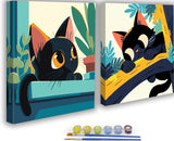 KYOQFVN Paint by Numbers Kit for Adults Framed - Black Cat Paint by Numbers for Adults with Frame, DIY Acrylic Easy Painting by Numbers for Home Wall Decor 8x8inch KYOQFVN
