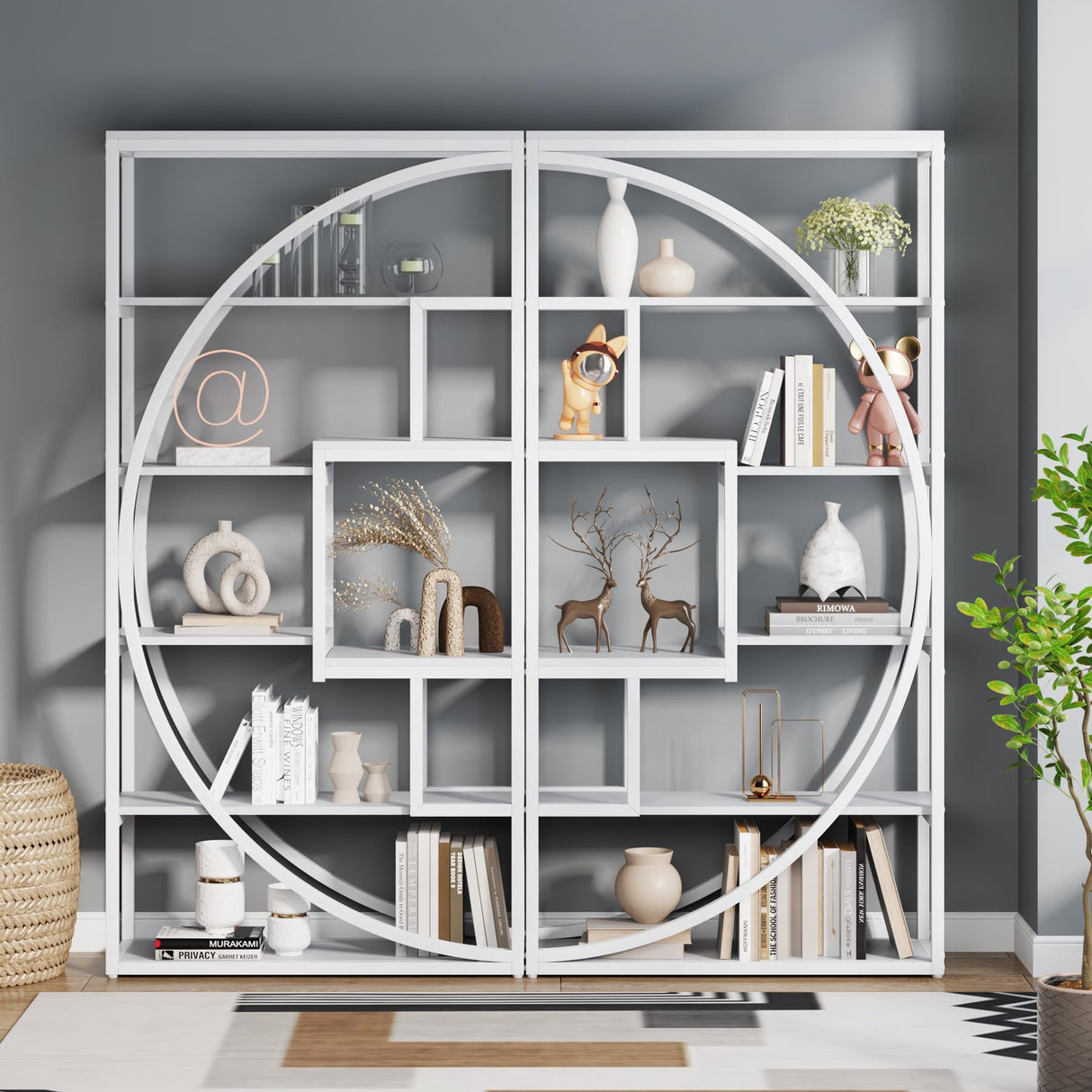 Tribesigns Bookshelf, Modern 5-Tier Etagere Bookcase, 70.8 inch Tall Bookshelf with 8 Open Storage Shelf, Book Shelf Display Tack Shelving Unit for Home Office Living Room, White Tribesigns