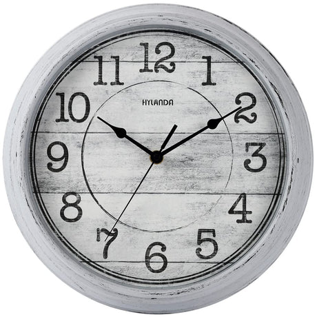 HYLANDA Retro/Vintage 12-Inch Kitchen Decorative Wall Clock, Silent Wall Cocks Battery Operated Non Ticking with Large Numbers Easy to Read for Home Bathroom Office(Grey) HYLANDA