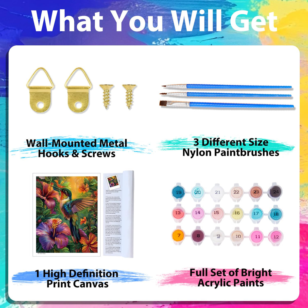 xcemhil Paint by Numbers Kit for Adults, Hummingbird Paint by Numbers for Adults, Paint by Numbers Kit for Beginner for Gift and Home Wall Decor 16x20 Inch xcemhil