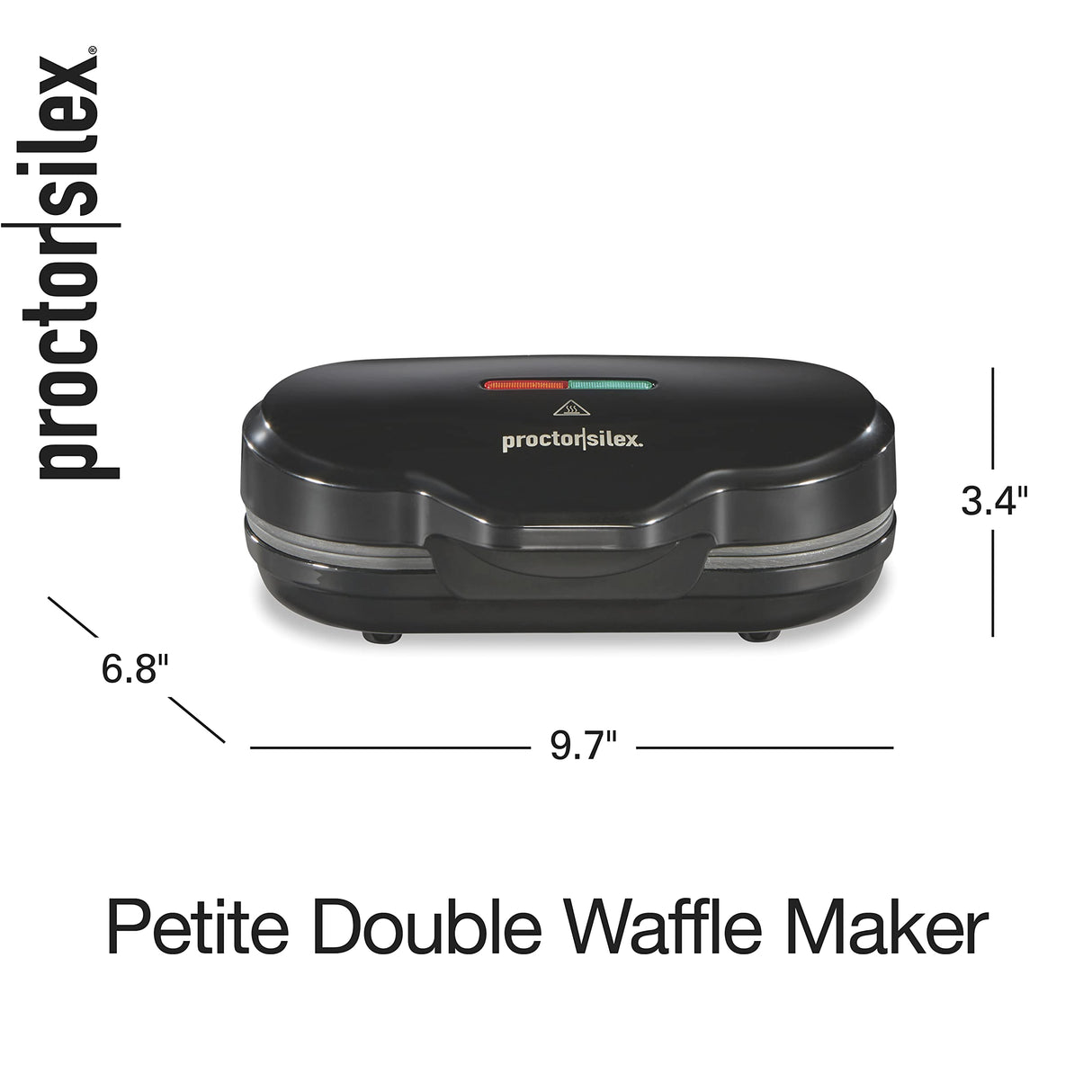 Proctor Silex Double Mini Waffle Maker Machine with 4” Round Non-stick Grids, Makes 2 Personalized Individual Breakfast Keto Chaffles and Hashbrowns, Compact, Black (26102) Proctor Silex