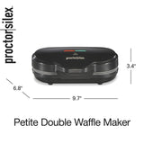 Proctor Silex Double Mini Waffle Maker Machine with 4” Round Non-stick Grids, Makes 2 Personalized Individual Breakfast Keto Chaffles and Hashbrowns, Compact, Black (26102) Proctor Silex