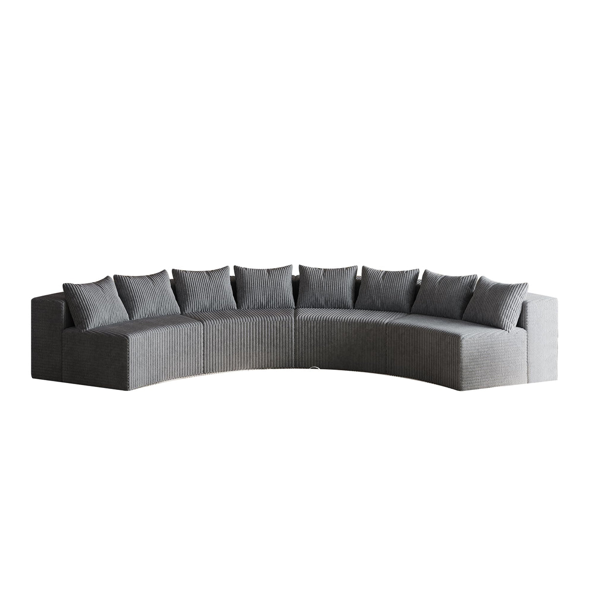 KEIKI Corduroy Curved Sectional Sofa, 4 Seater Symmetrical Modular Semi Circular Couch, Deep Seat Tufted Corner Sofa for Living Room, Lobby, Gray KEIKI
