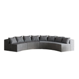 KEIKI Corduroy Curved Sectional Sofa, 4 Seater Symmetrical Modular Semi Circular Couch, Deep Seat Tufted Corner Sofa for Living Room, Lobby, Gray KEIKI