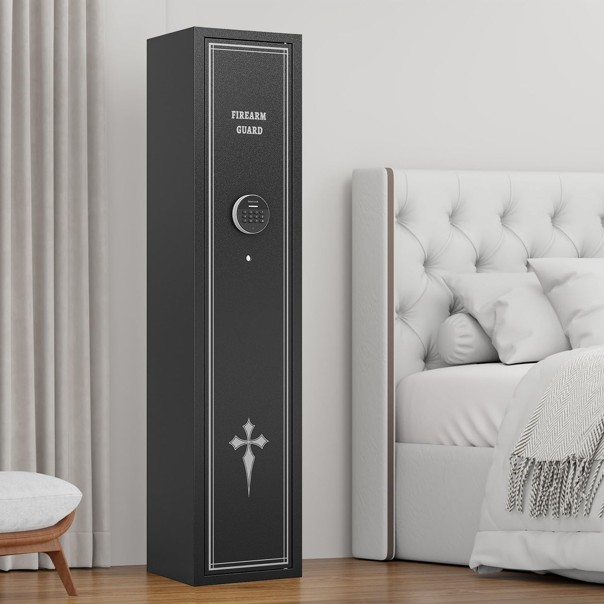 Xyvaly 2-3 Gun Safe for Rifles and Pistols, Quick Access Gun Safes, Rifle Safes for Home, Gun Safe with Removable Shelves, Mute&Alarm Mode, Assembled Xyvaly