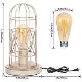 Small Table Lamp, Touch Control Table Lamp with Brushed White Oak Cage, Farmhouse Bedside Lamp 3-Way Dimmable Nightstand Lamp Edison Lamp for Bedroom, Living Room, Hallway, Kitchen, LED Bulb Included Seaside village
